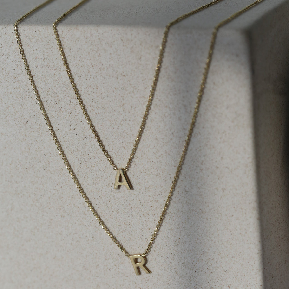 Gold Initial Necklace 9K