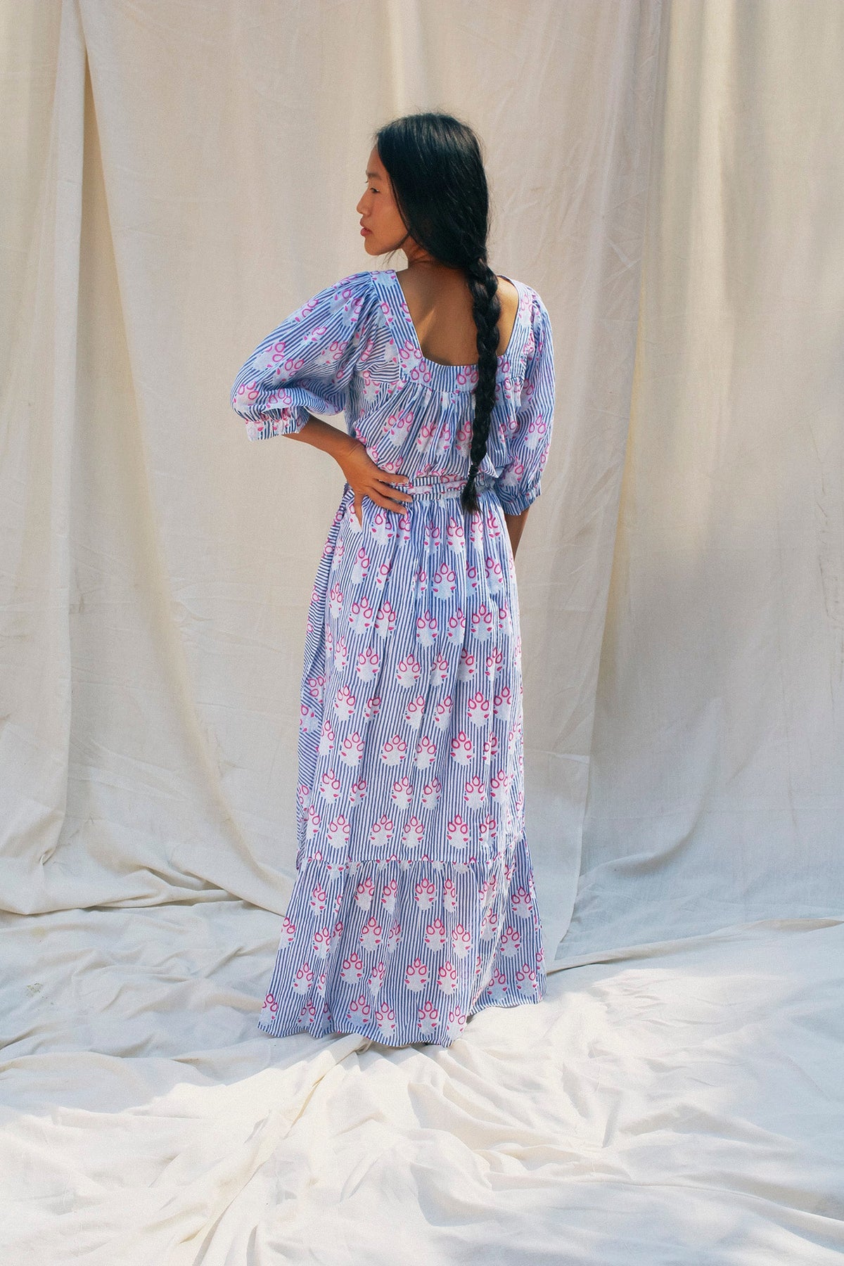 Long Wrap Skirt in Greece Blue