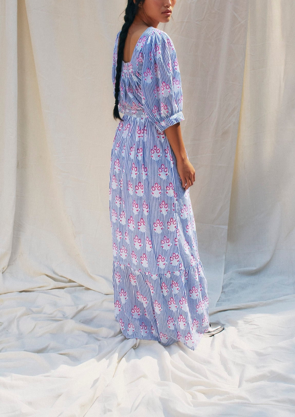 Long Wrap Skirt in Greece Blue