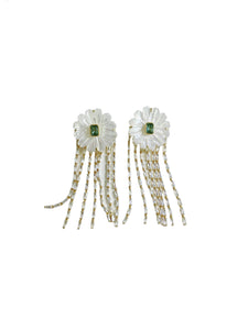 Mother of Pearl and Quartz and Embellished Tassel Earrings