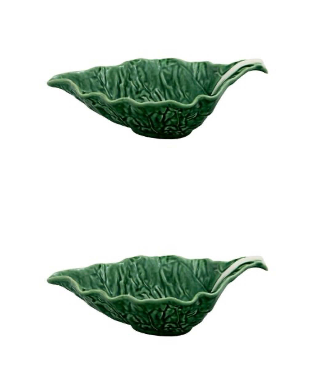 Cabbage Sauceboat in Green, Set of 2