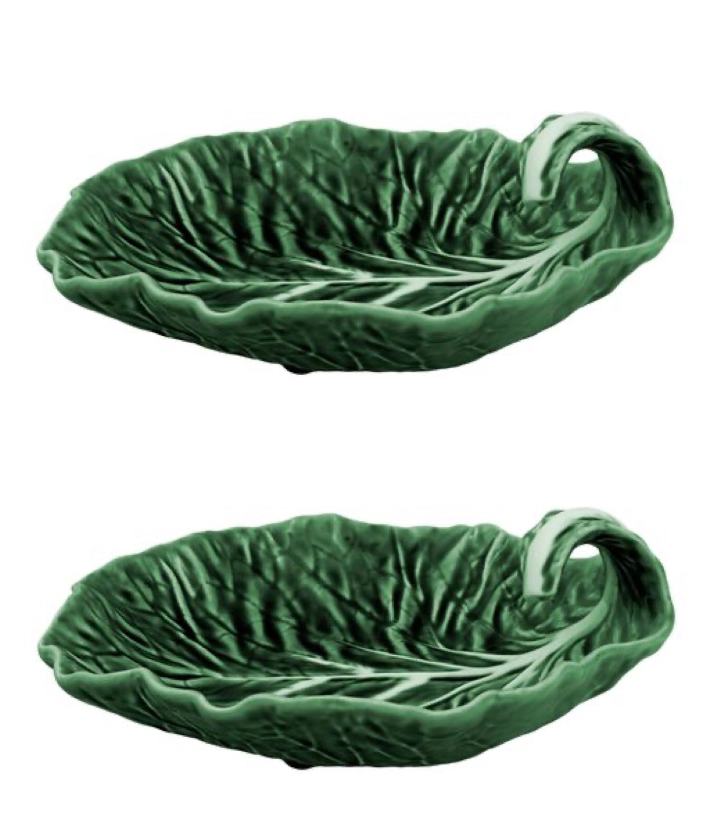 Cabbage Leaf with Curvature in Green, Set of 2