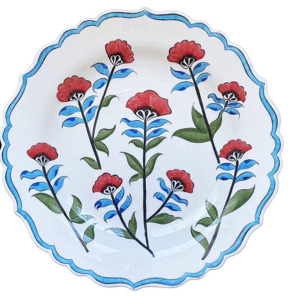 Dancing Poppies in Ivory Dinner Plate