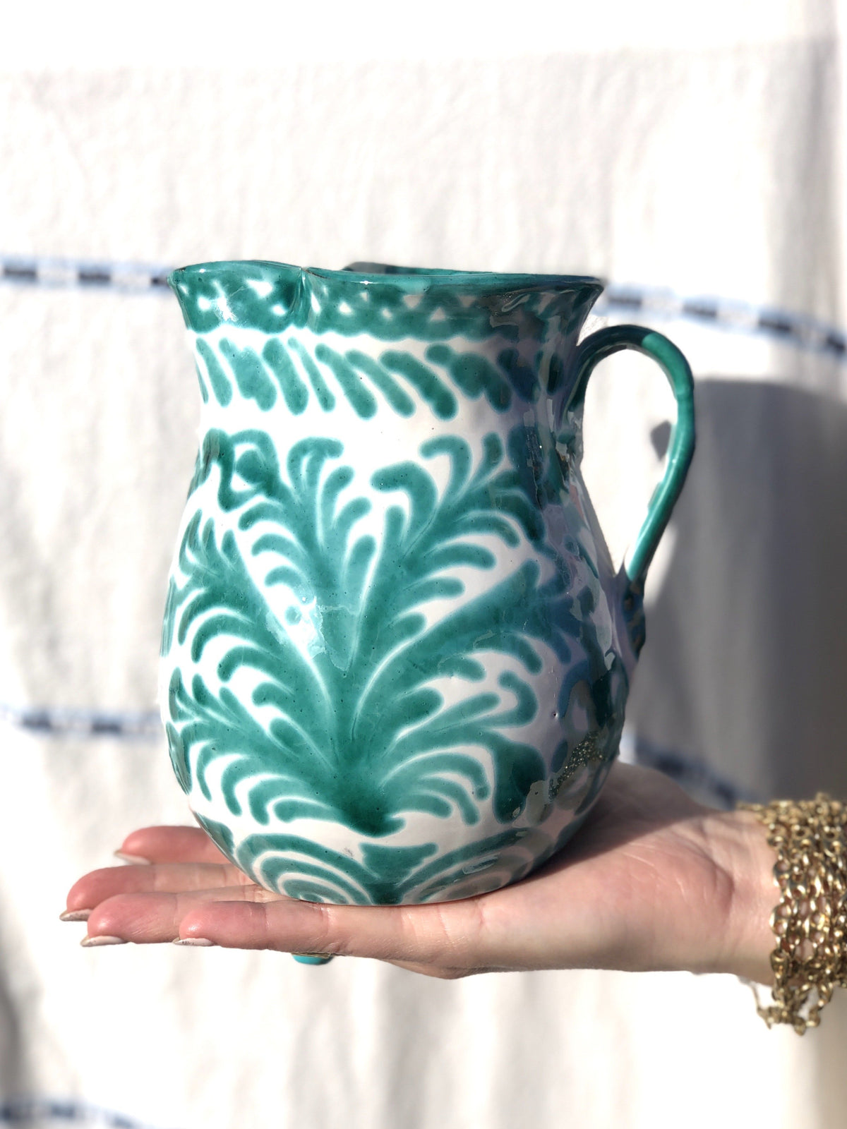 Casa Verde Small Pitcher with Hand-painted Designs