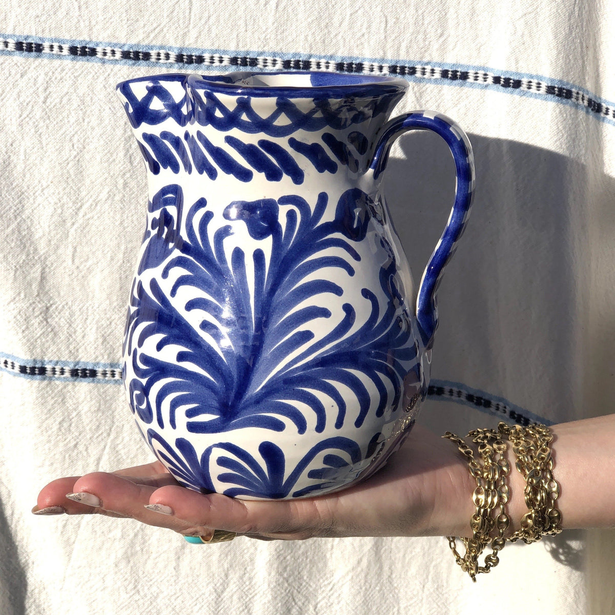 Casa Azul Small Pitcher with Hand-painted Designs