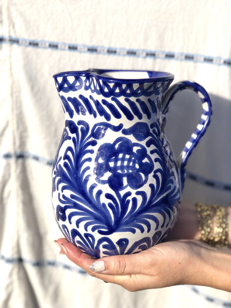 Casa Azul Medium Pitcher with Hand-painted Designs