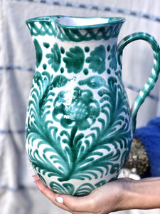Casa Verde Large Pitcher with Hand-painted Designs