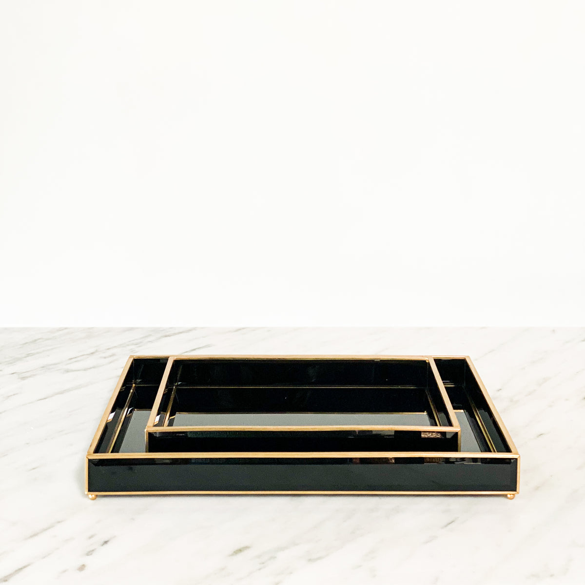 Bevelled Black Glass Tray