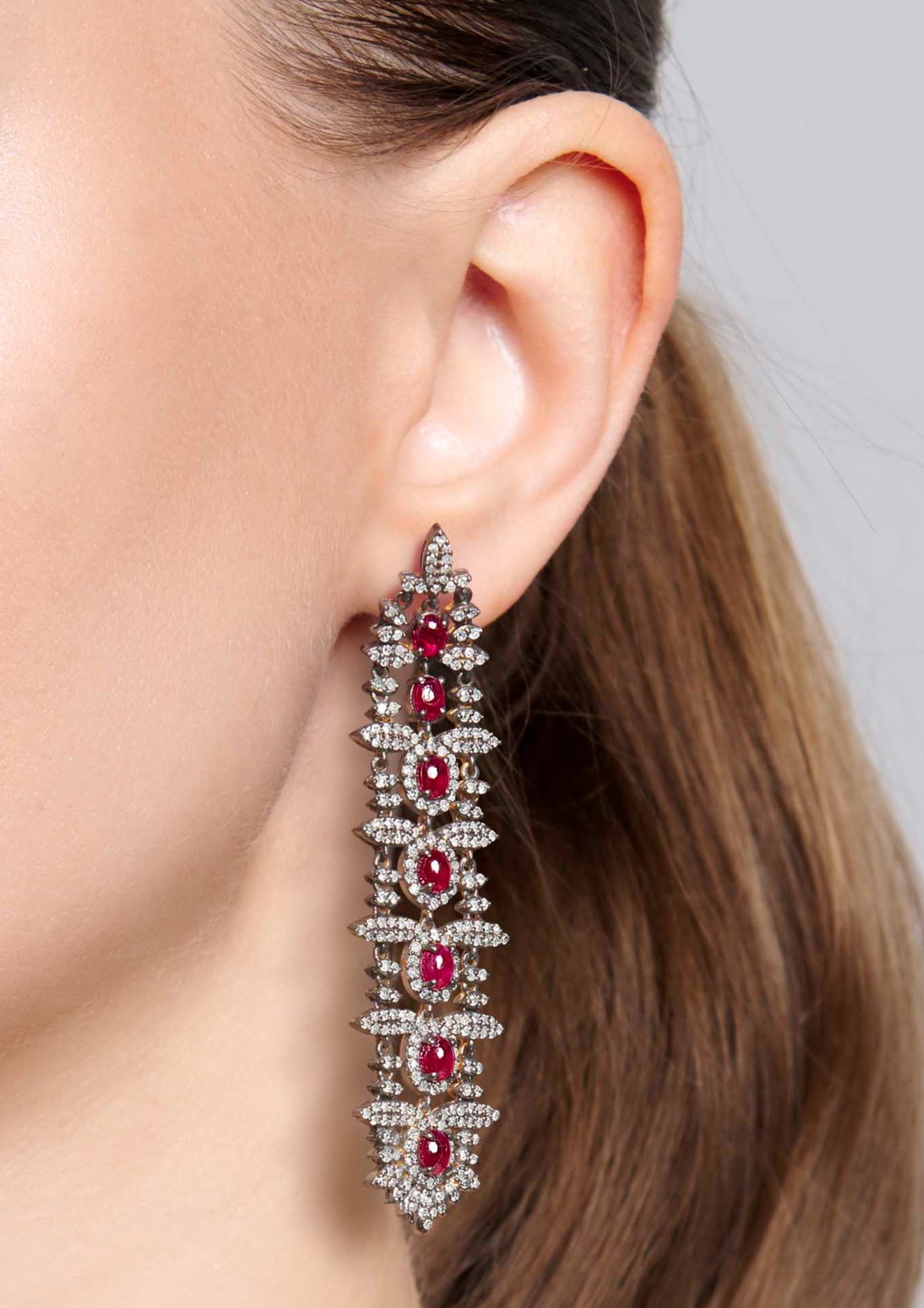 Bhaumi Ruby and Diamond Earrings