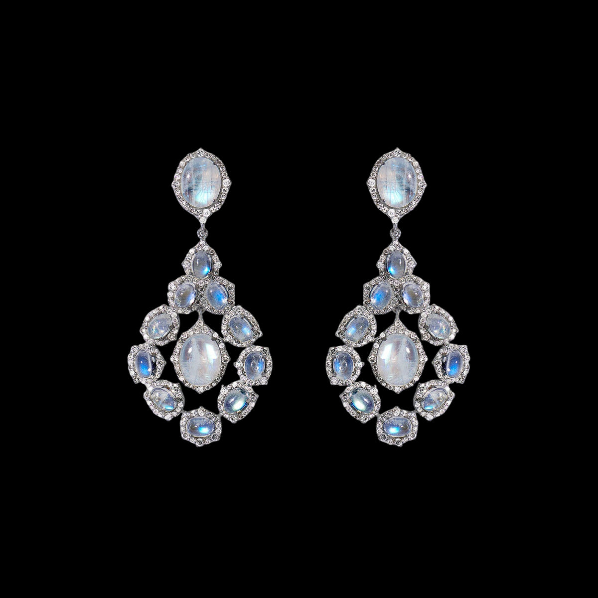 Megha Moonstone and Diamond Earrings