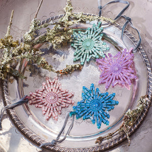 Baguette Snowflake Hanging Ornaments Boxed Set in Sherbet