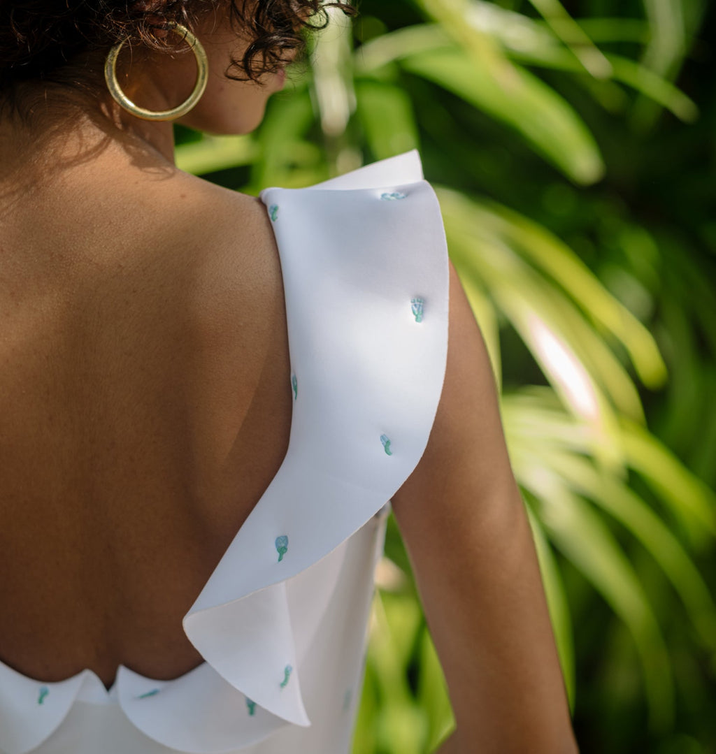 minnow x Fanm Mon Women's Coconut Grove White Ruffle One Piece