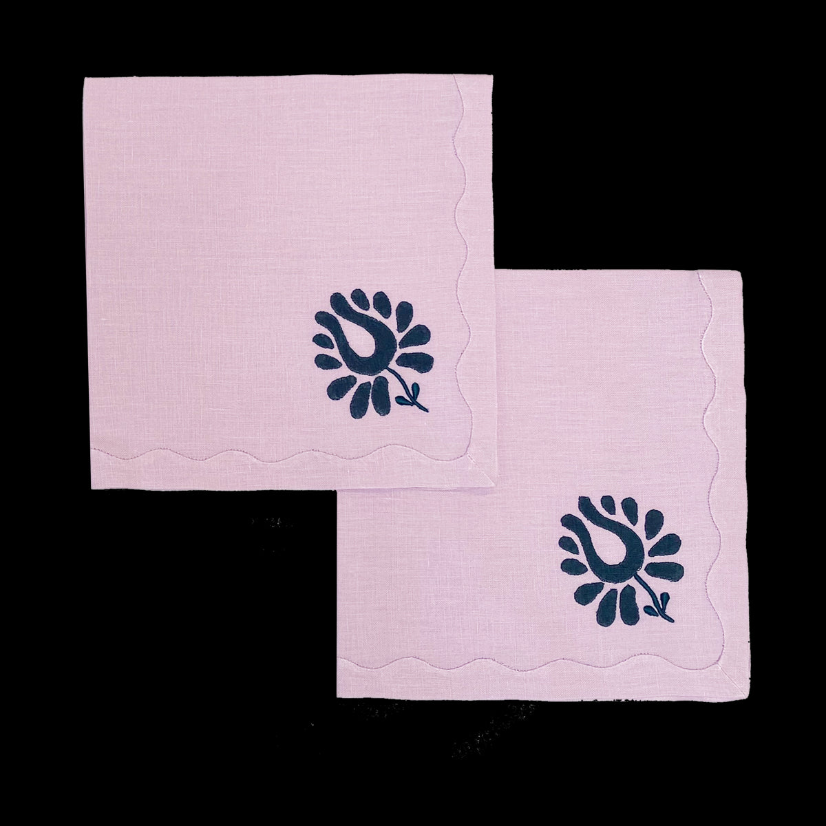 Indian Tulip Dinner Napkins in Lilac and Navy, Set of 2