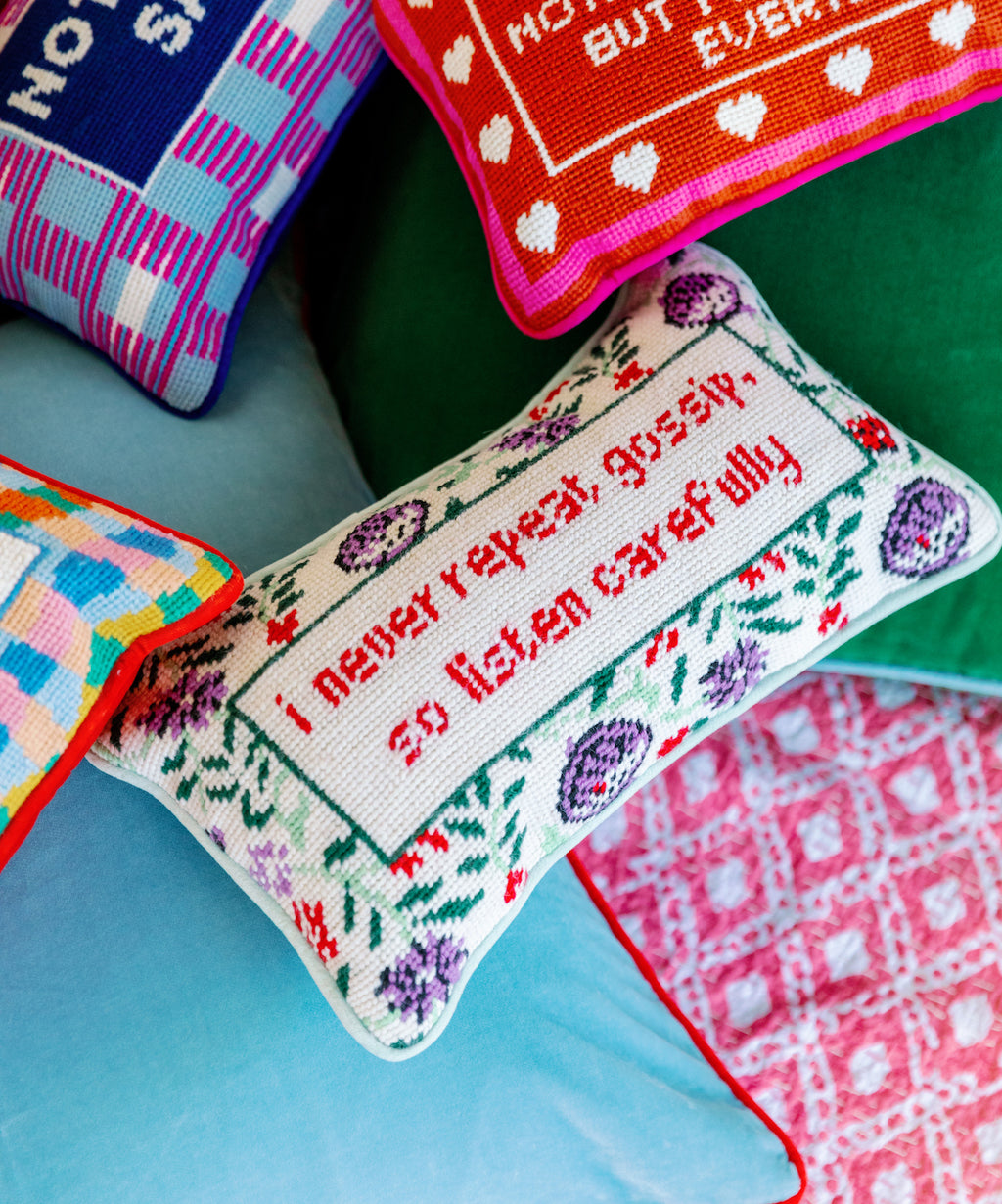 Gossip Needlepoint Pillow