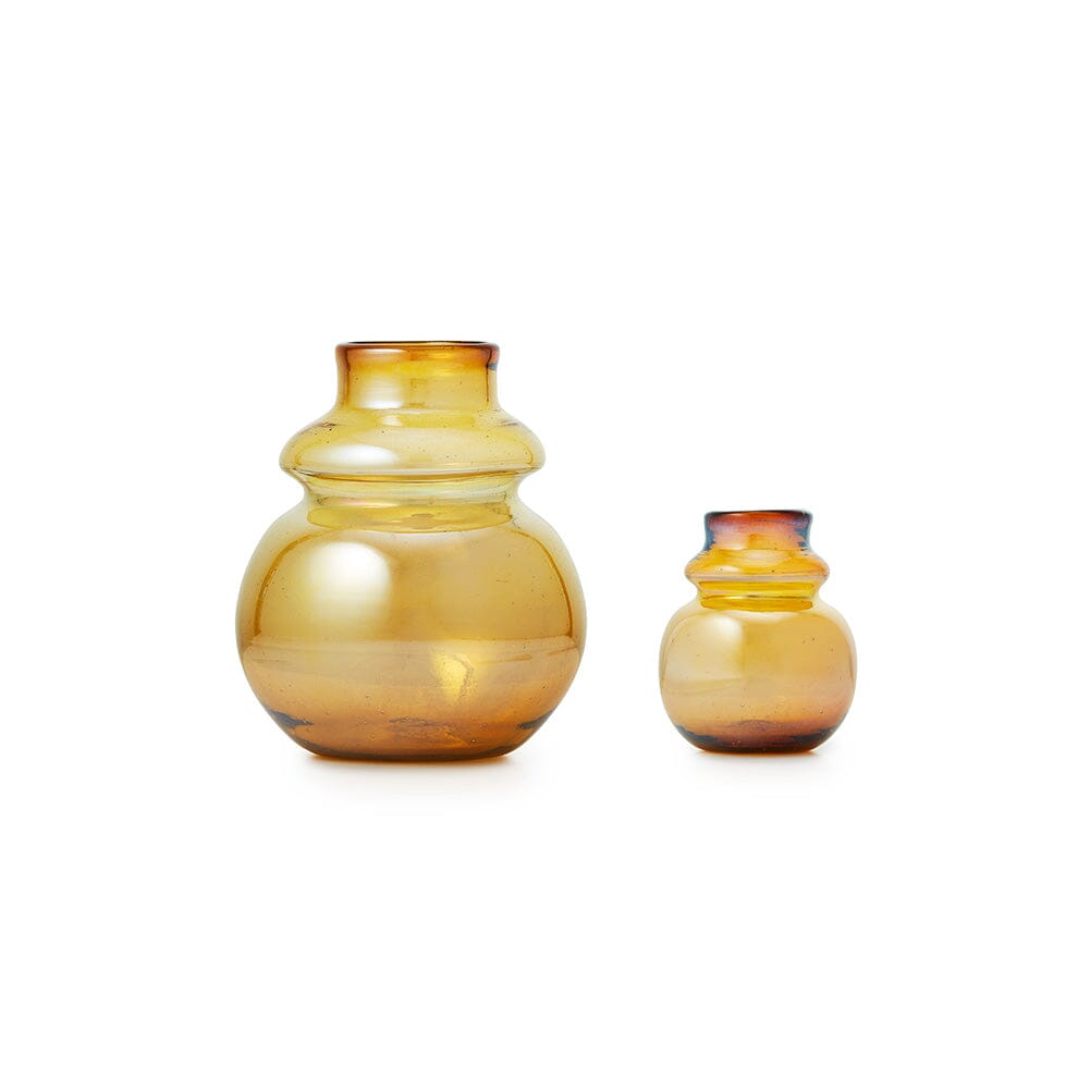 Iridescent Amber Hourglass Vase Tabletop St. Frank 