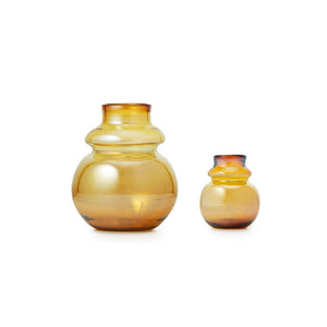 Iridescent Amber Hourglass Vase Tabletop St. Frank 