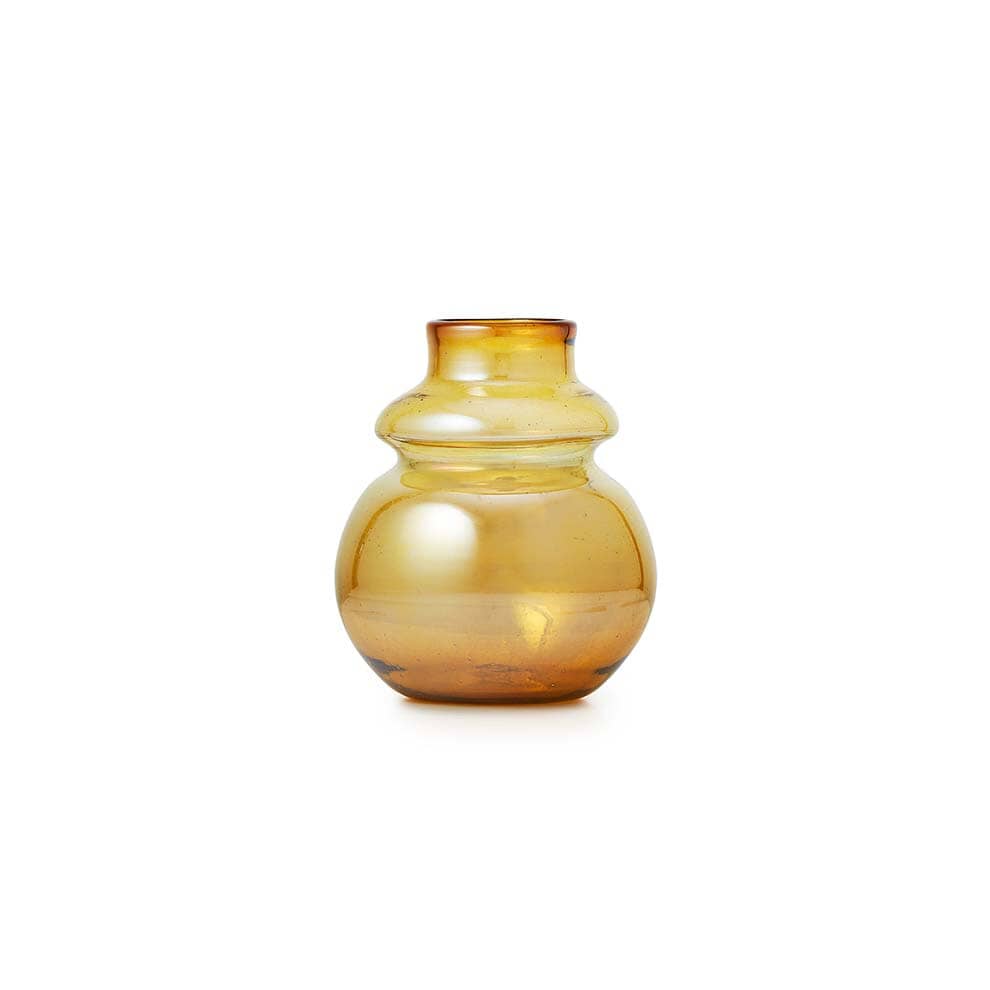 Iridescent Amber Hourglass Vase Tabletop St. Frank Large 