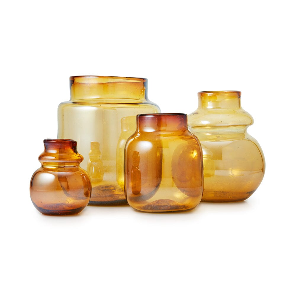 Iridescent Amber Hourglass Vase Tabletop St. Frank 