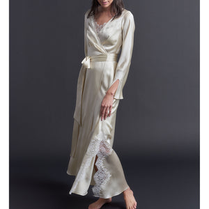 Iris Pearl Silk Charmeuse Wrap Robe