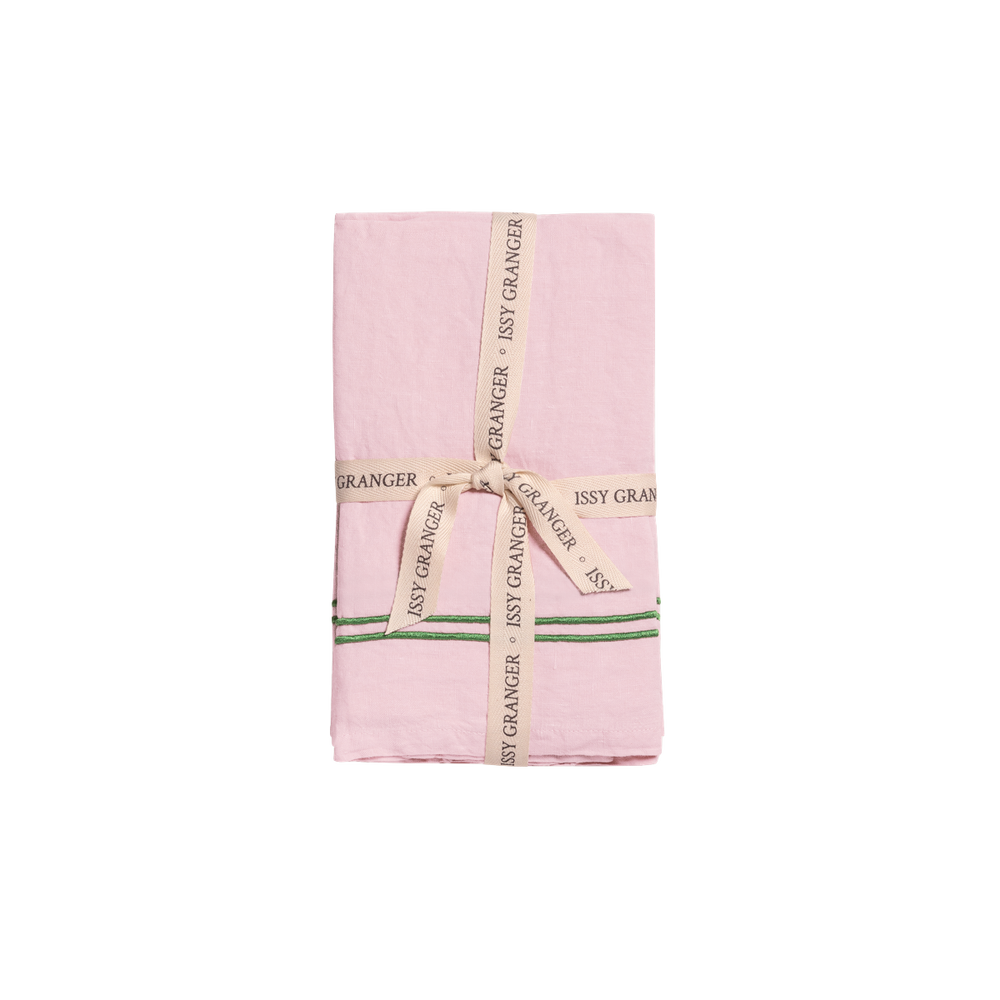 Double Piped Linen Napkins in Pink, Set of Four