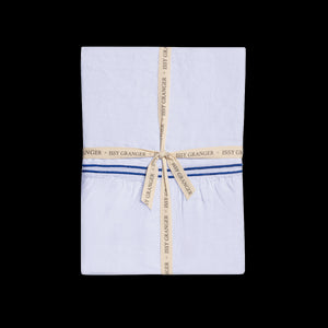 Double Piped Linen Tablecloth in White