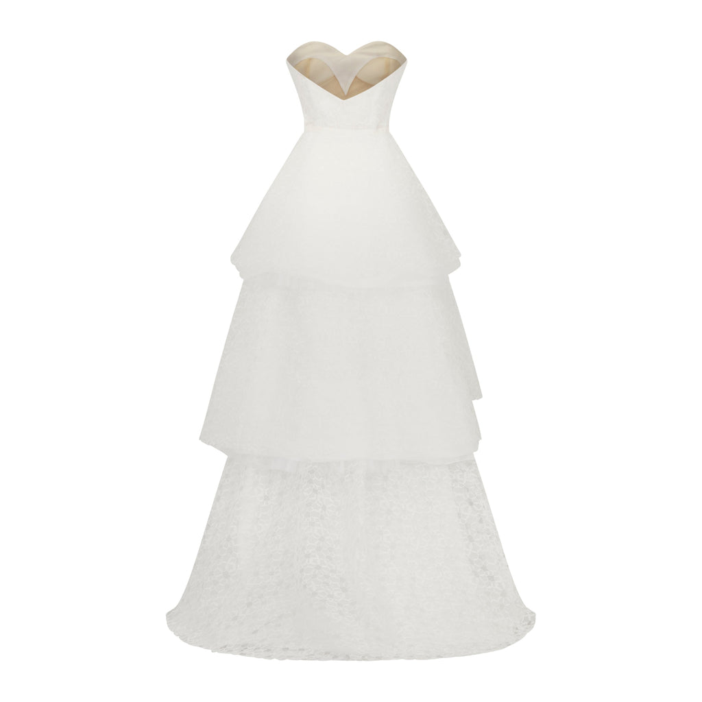 Iris Gown in White Bubble Organza 6