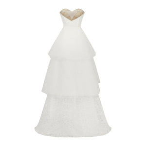 Iris Gown in White Bubble Organza