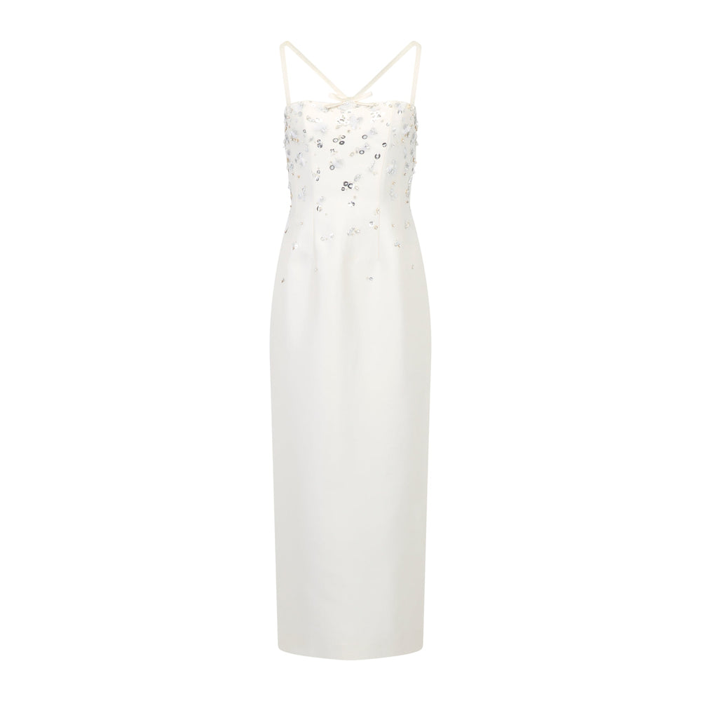 Sofia Dress in Ivory Silk Wool with Sporadic Sequins
