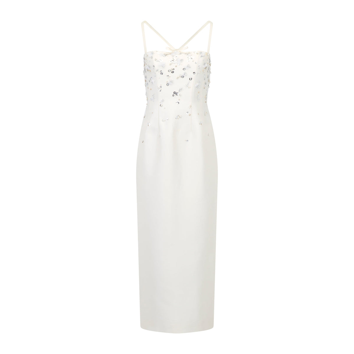 Sofia Dress in Ivory Silk Wool with Sporadic Sequins