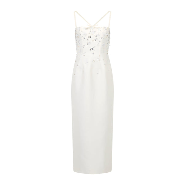 sofia dress ivory in Silk Wool with Sporadic Sequins Mommy Girls