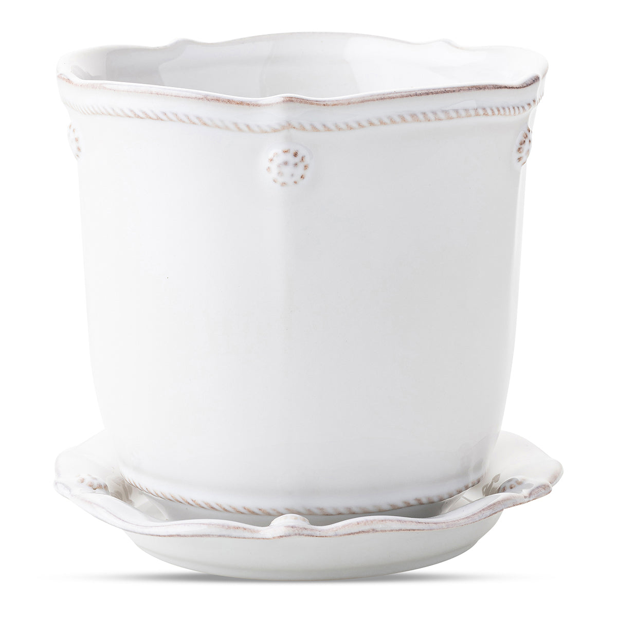 Berry & Thread Whitewash 5.25" Planter & Saucer