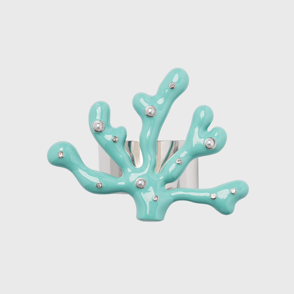 Coral Napkin Rings in Turquoise, Set of Four