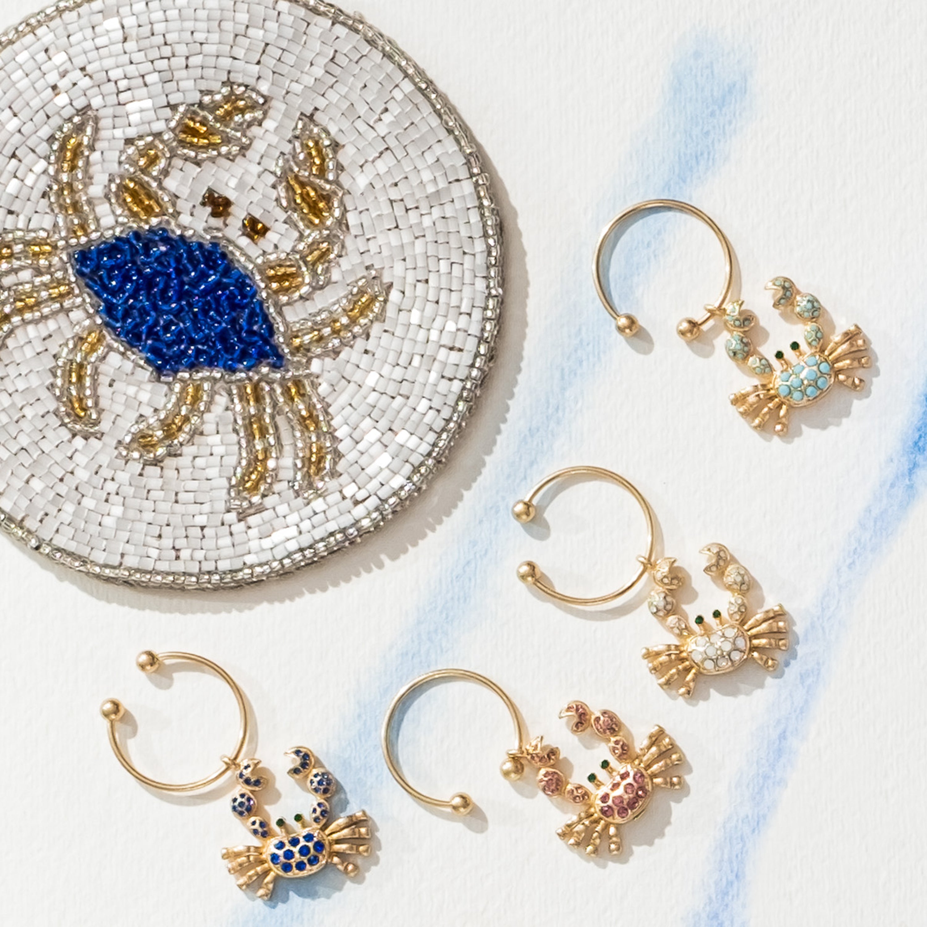 Crab Wine Charms in Rainbow