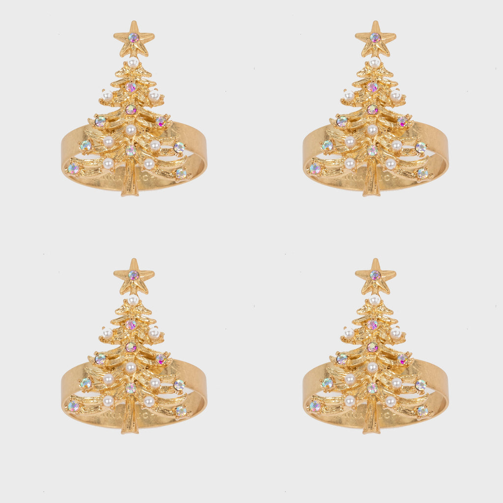 Christmas Tree Skinny Napkin Rings, Set of Four