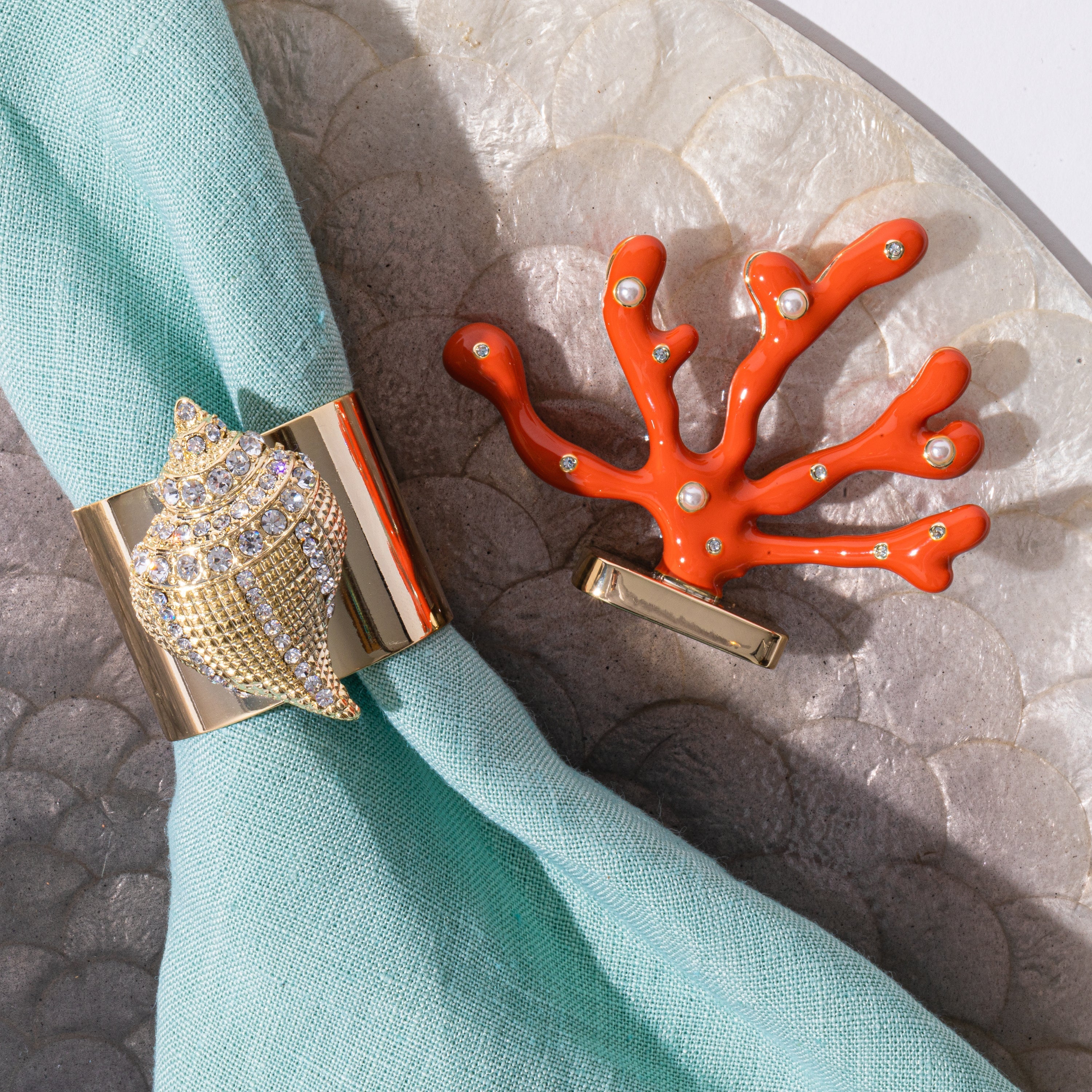 Coral Placecard Holders in Coral, Set of Two