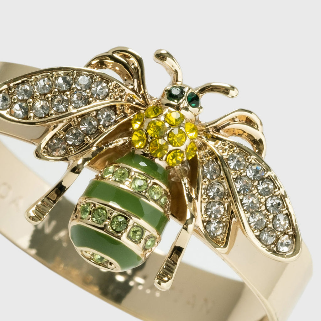 Skinny Stripey Bee Napkin Rings in Green, Set of Four