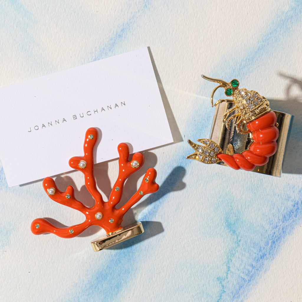 Coral Placecard Holders in Coral, Set of Two