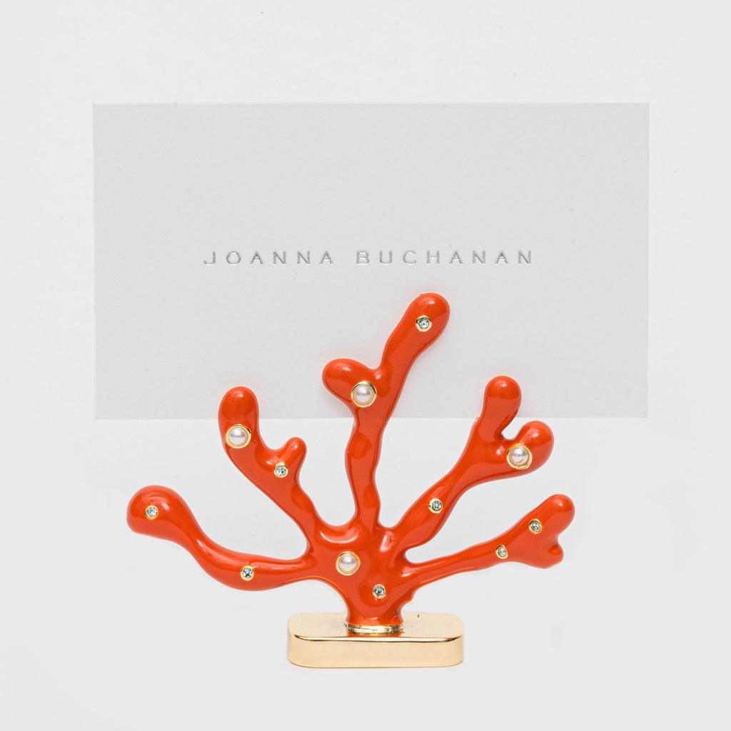 Coral Placecard Holders in Coral, Set of Two