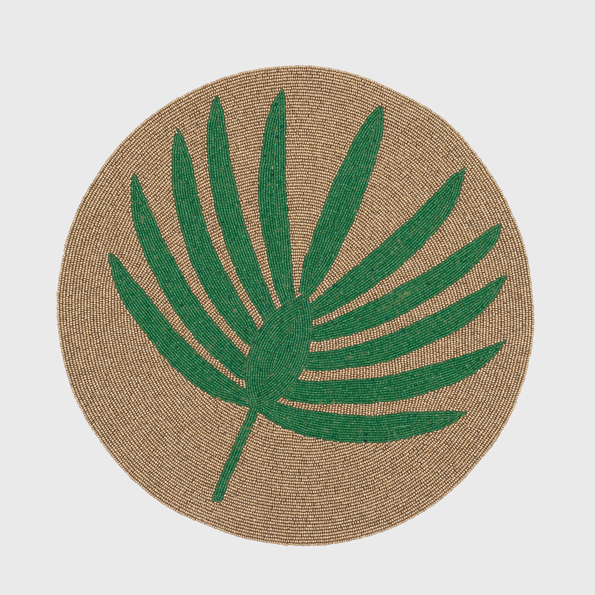 Palm Frond Hand Beaded Placemat in Green