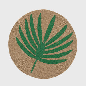 Palm Frond Hand Beaded Placemat in Green