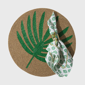 Palm Frond Hand Beaded Placemat in Green