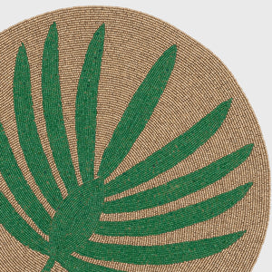 Palm Frond Hand Beaded Placemat in Green