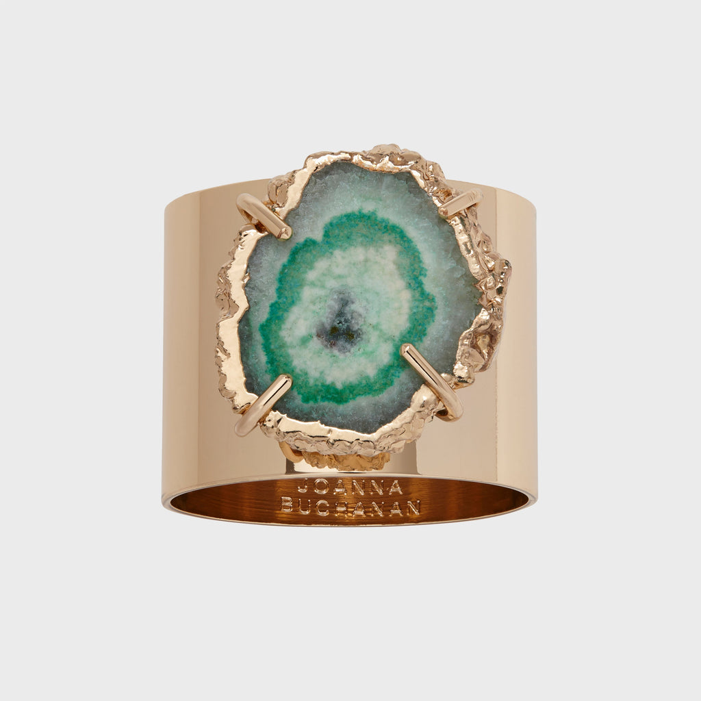 Crystal Quartz Napkin Rings in Seafoam, Set of Two