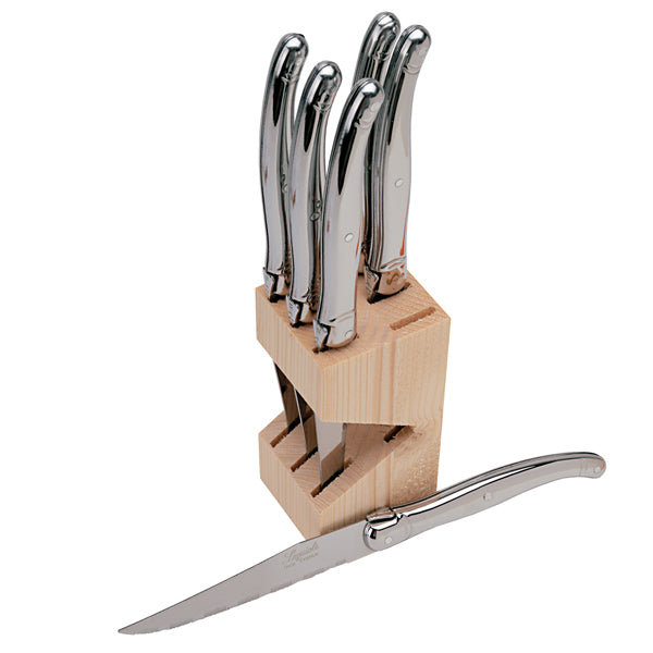 Knives in Block in Stainless, Set of 6