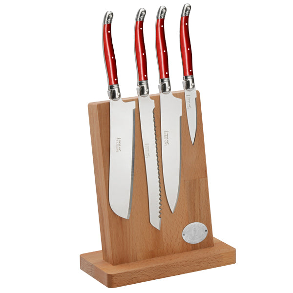 Jean Dubost Laguiole - 5-Piece Kitchen Knife Set in Red