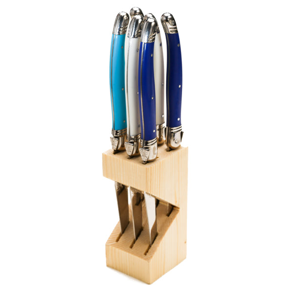 Knives in Block in Marina Mix, Set of 6