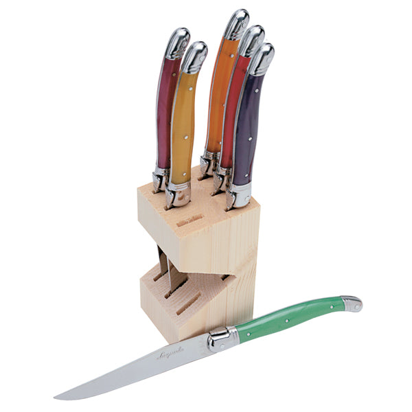 Knives in Block in Multicolor, Set of 6