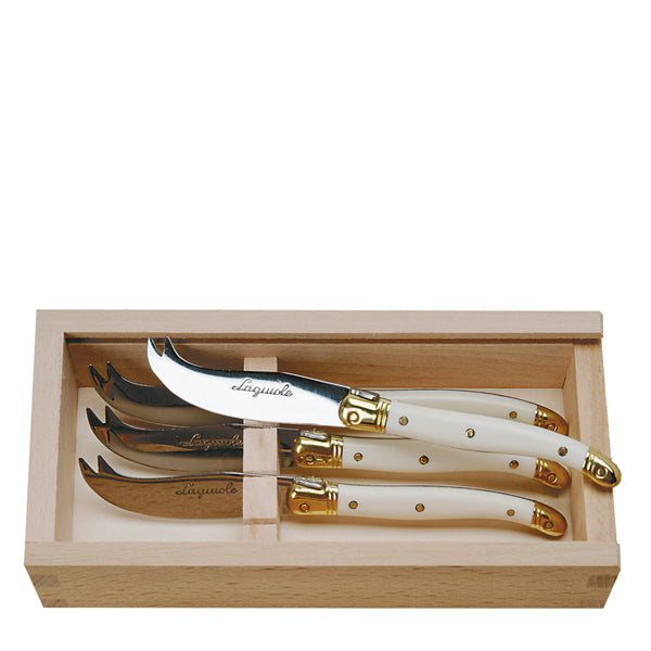 Cheese Knives in Box in Ivory, Set of 4