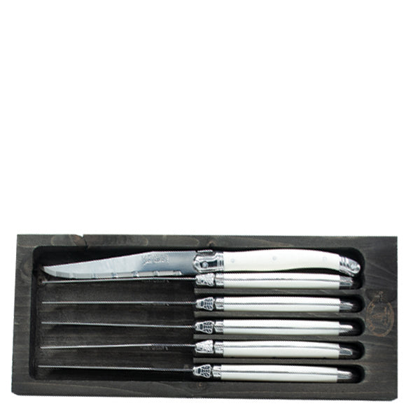 Knives with White Handles, Set of 6
