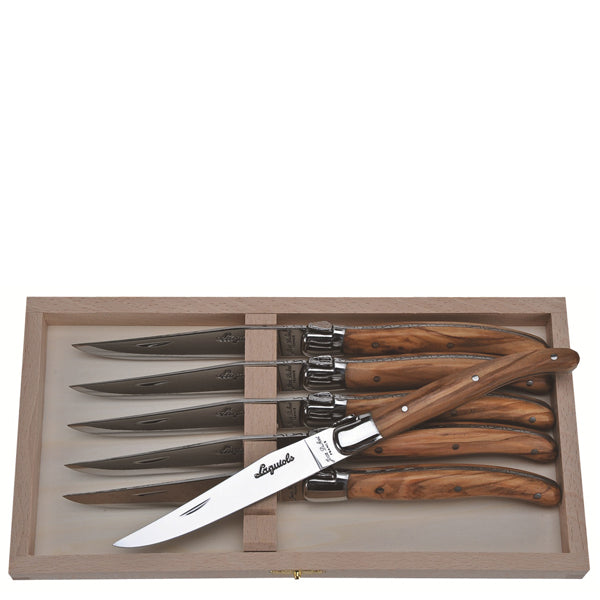 Laguiole Knives in Olive Wood, Set of 6
